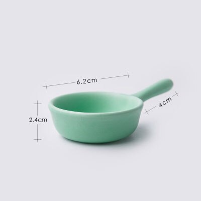 ANTOWALL Solid Ceramic soy sauce dish ketchup mustard jam single handle small dish home restaurant fun colorful snack saucer: green S