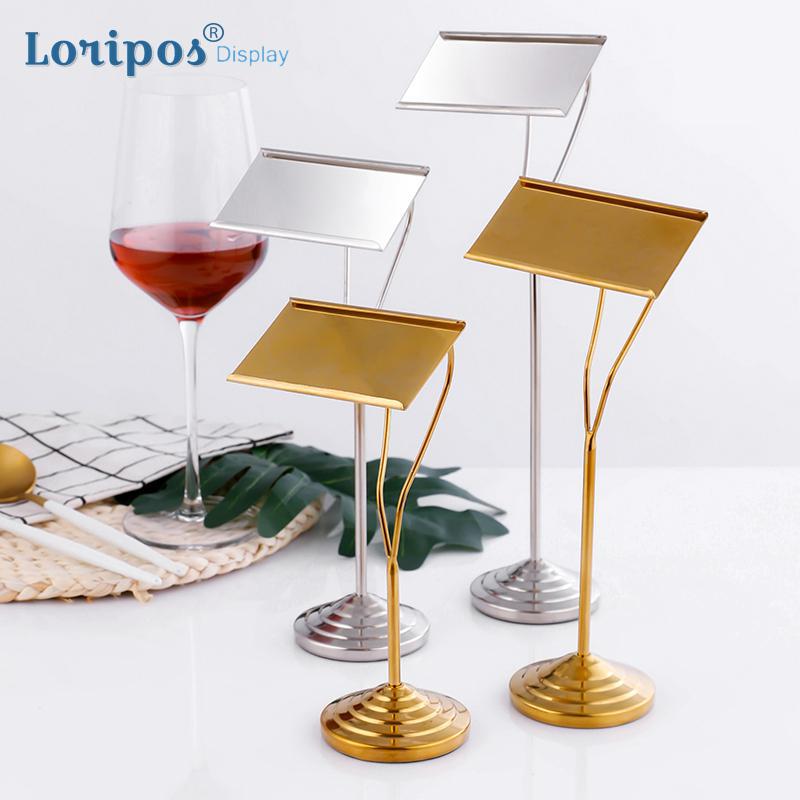 European Stainless Steel Menu Stand Metal Name Card Bracket Hotel Buffet Table Number Clamp Wedding Banquet Table Sign Stand