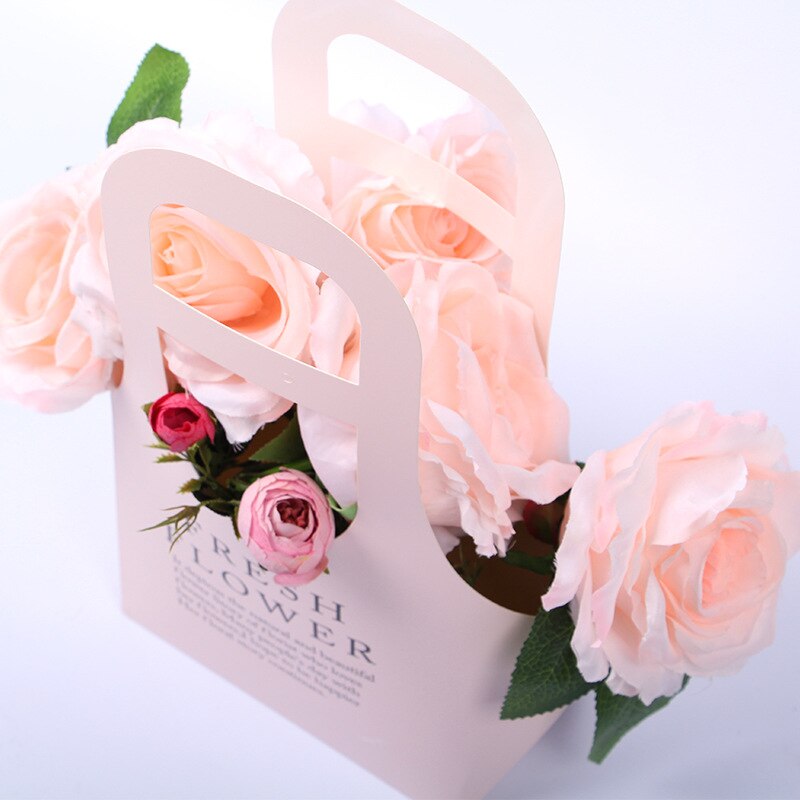 1PC Blume Kasten Kraft Papier Pakcling Faltbare DIY Liefert Tote Tasche Multifunktions