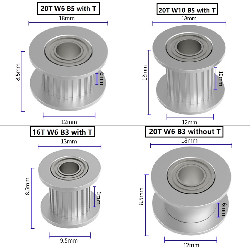5PCs Aluminum 2GT Timing Pulley 20 Teeth Bore 6.35mm For Nema 23 - View #6
