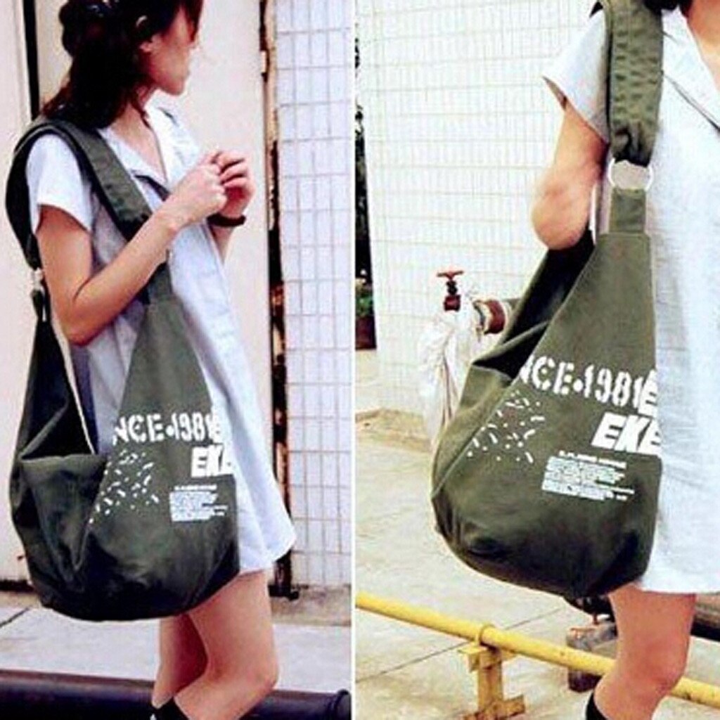 40 # preto coreano sobre sacos de ombro feminino irregular lona cruz corpo crossbody bolsas saco das senhoras n messenger bags