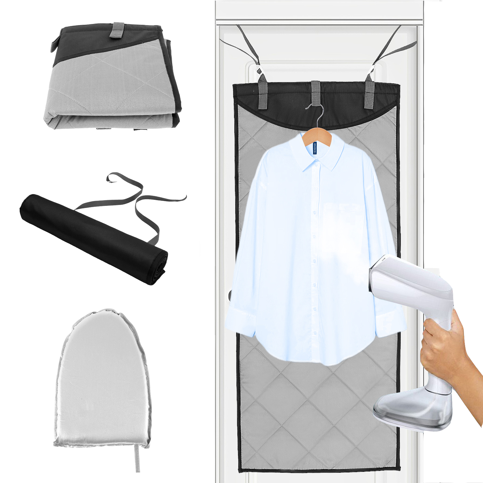 Boven de deur Strijkplank Verticale kledingstomer Pad Hittebestendig kledingverzorgingskussen voor draagbare stoomboot 45,27×18,89 inch