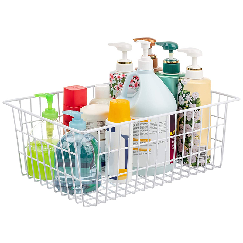 2 Pack Wire Storage Baskets, Farmhouse Metal Wire Basket Freezer Storage Organizer Bins with Handles