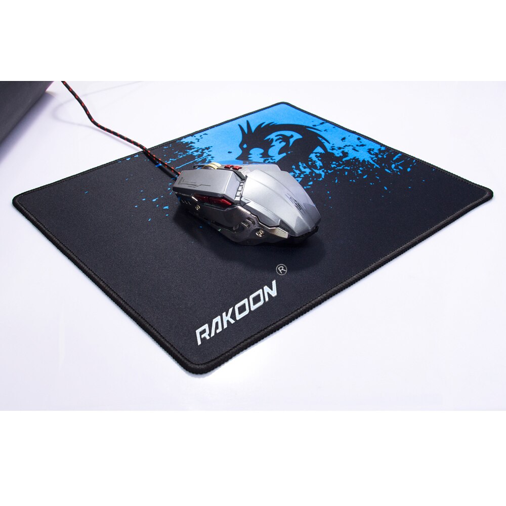 Rakoon mousepad com bordas costuradas, tapete de mouse anti-derrapante com base de borracha, texturizado premium, para jogos, mousepad para pc escritório de casa laptop