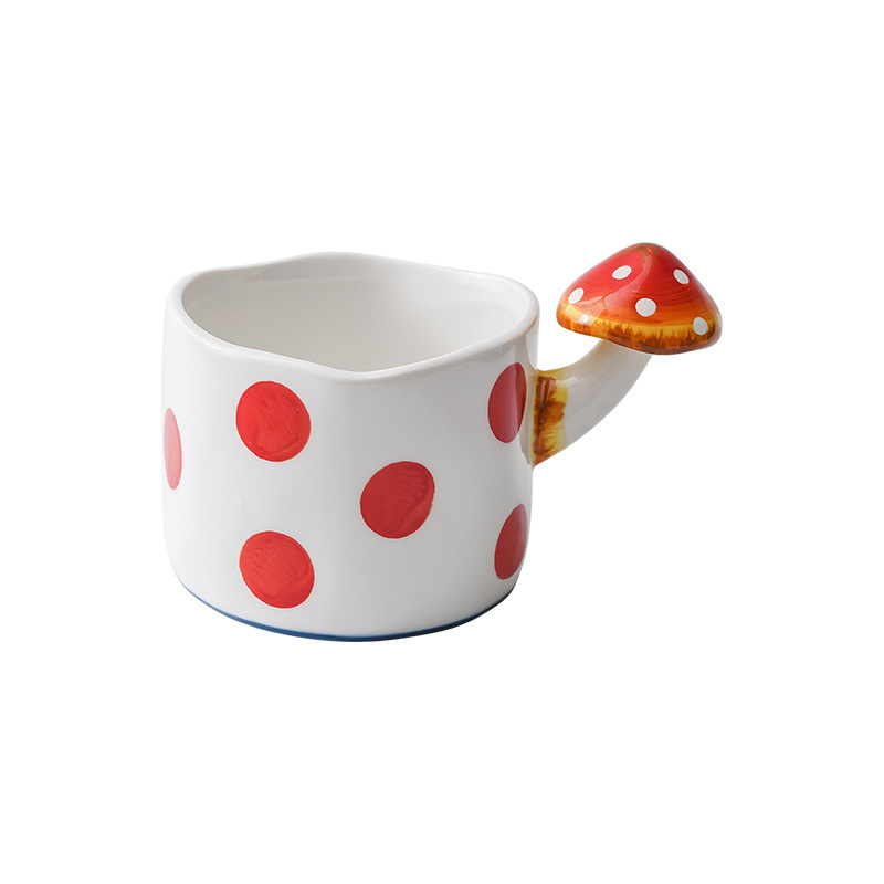 Cute Cartoon Mushroom Coffee Mug Plate Saucer Set Ceramic Breakfast Bowl Cup Hand-painted Dessert Plates Christmas