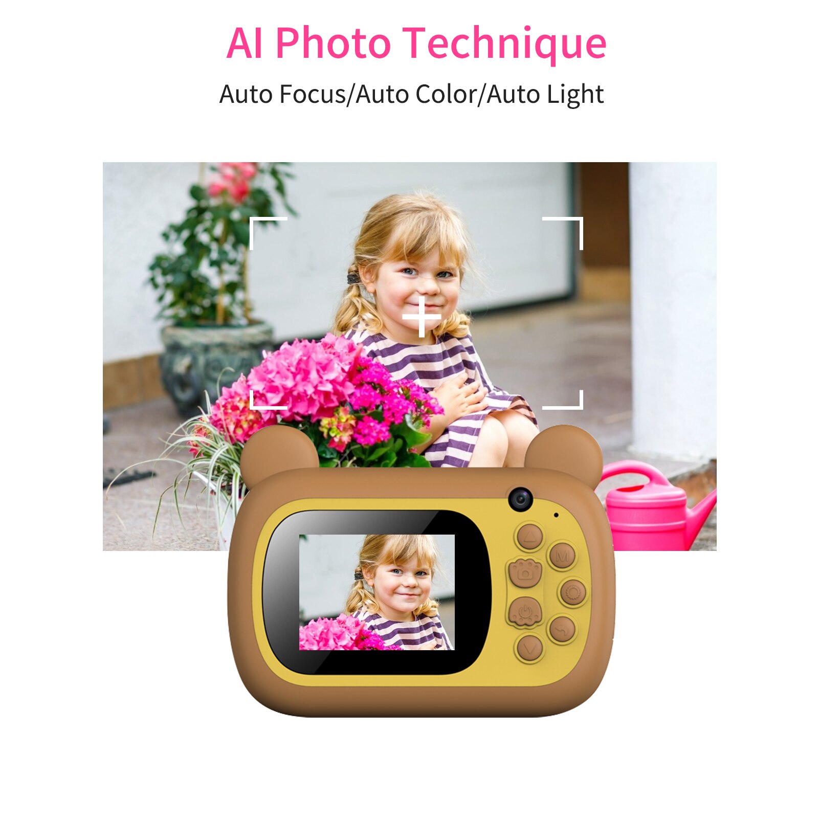A7 Kids Camera 1080P Digital Instant Camera Photo Printer with 24Mp Dual Cameras 2.4inch Camera Print 32G TF Card for Children