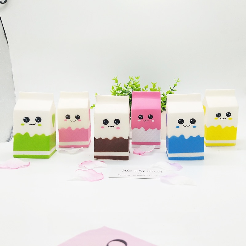 Caja de leche kawaii para Squishies, bolsa/botella/lata para apretar, divertido, Suave lento, alivia el estrés, comida jumbo, juguete antiestrés