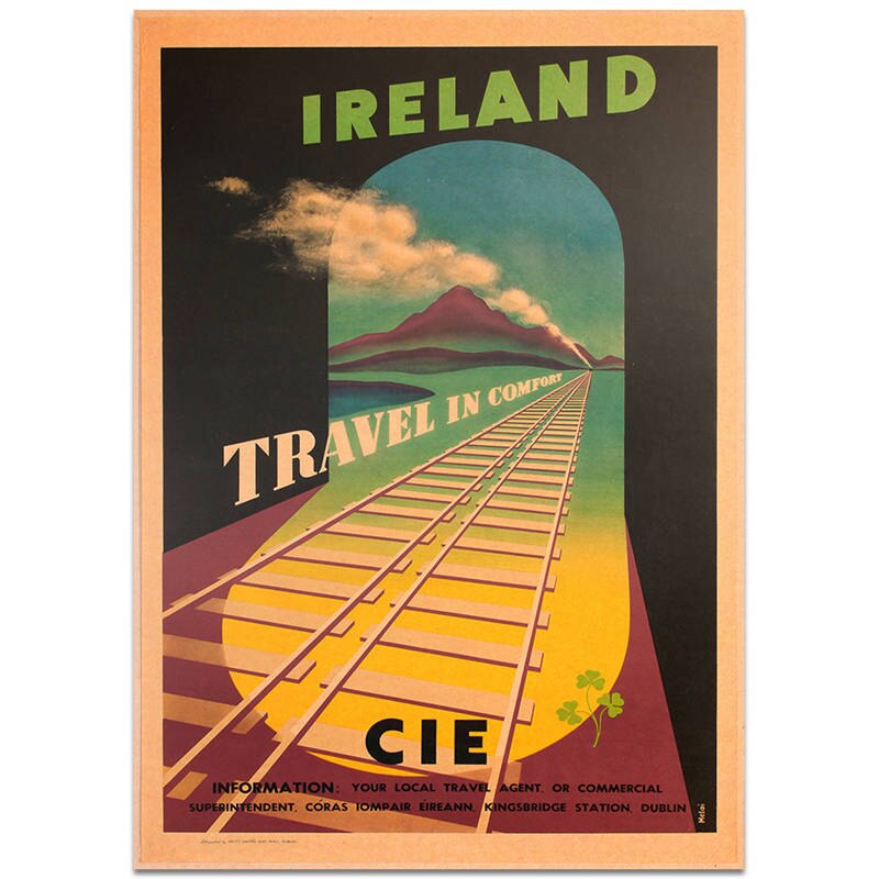 Irland Sommer Stadt Reise Poster Zauberstab Aufkleber Jahrgang Kraft Papier Kneipe Bar Hotel Dekor Hand Gemalte Landschaft Bild 42x30cm: TCITY67
