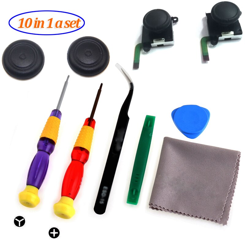 3D Joystick for NS Joy Con Nintend Switch Left Right Analog Sticks Replacement for Joy Stick Controller Repair Accessories+Tools: 10 IN 1 SET