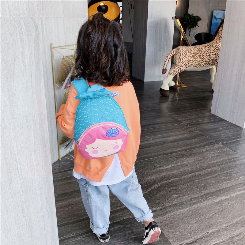 Mini Kinderen Jongen Meisjes Kinderen Rugzak Cartoon mermaid staart Kleine Schoudertas Rugzak Animal Schooltas: Blauw