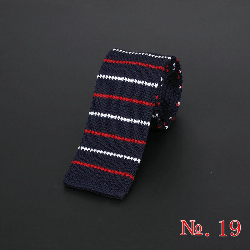 Brand New męska w stylu Vintage, w paski dzianiny krawaty dla człowieka Party moda kolorowe Knitting Tie granatowy czerwony ślub cienki krawat Cravata: 19