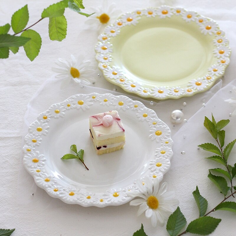 Ceramic Tableware Dishes And Plates Sets Small Daisy Underglaze Home Dinner Food Salad Bowl Western Cup Dessert Steak Tray Plate