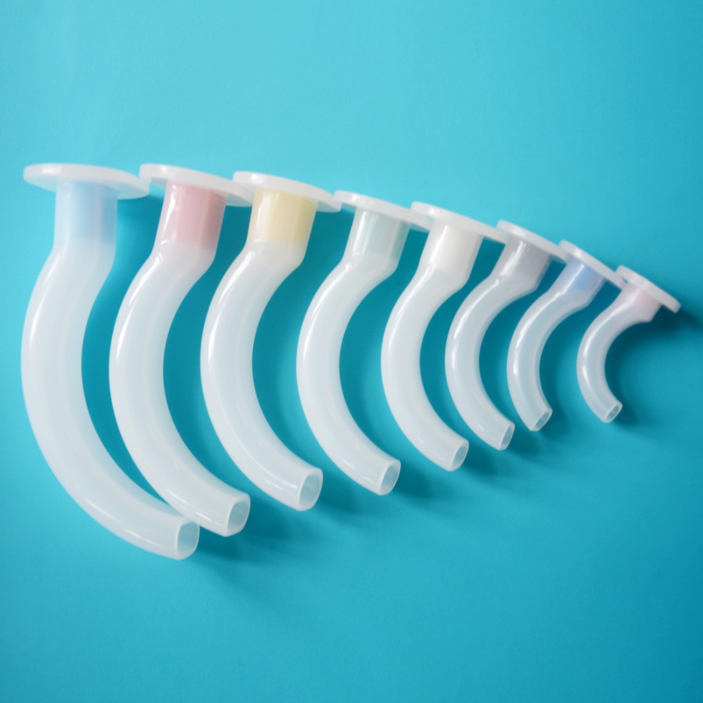 8 Pieces Disposable White Color Coded Airway Tube With Plastic Case Gas Guide Tube For Patients Box Package