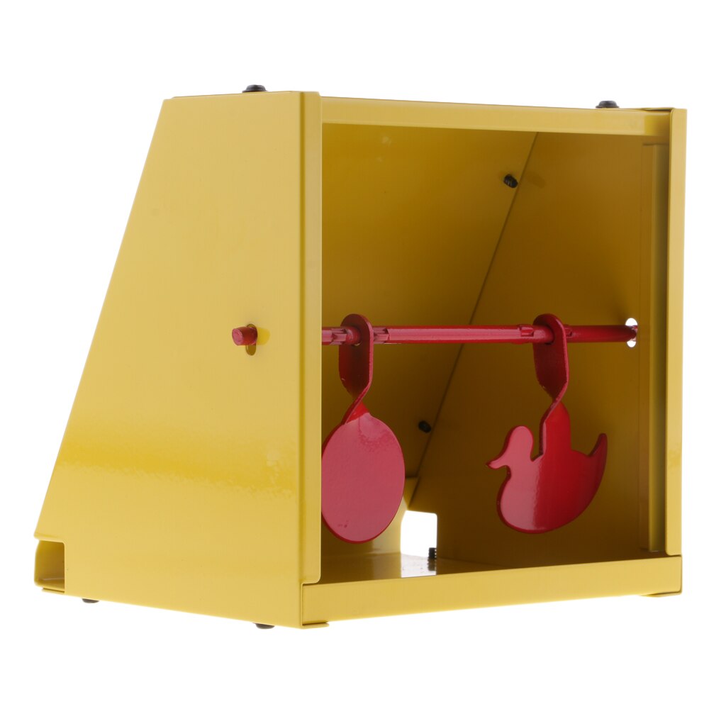 Resetting Metal Target Pellet Trap for Outdoor Shooting Training: Yellow and Red