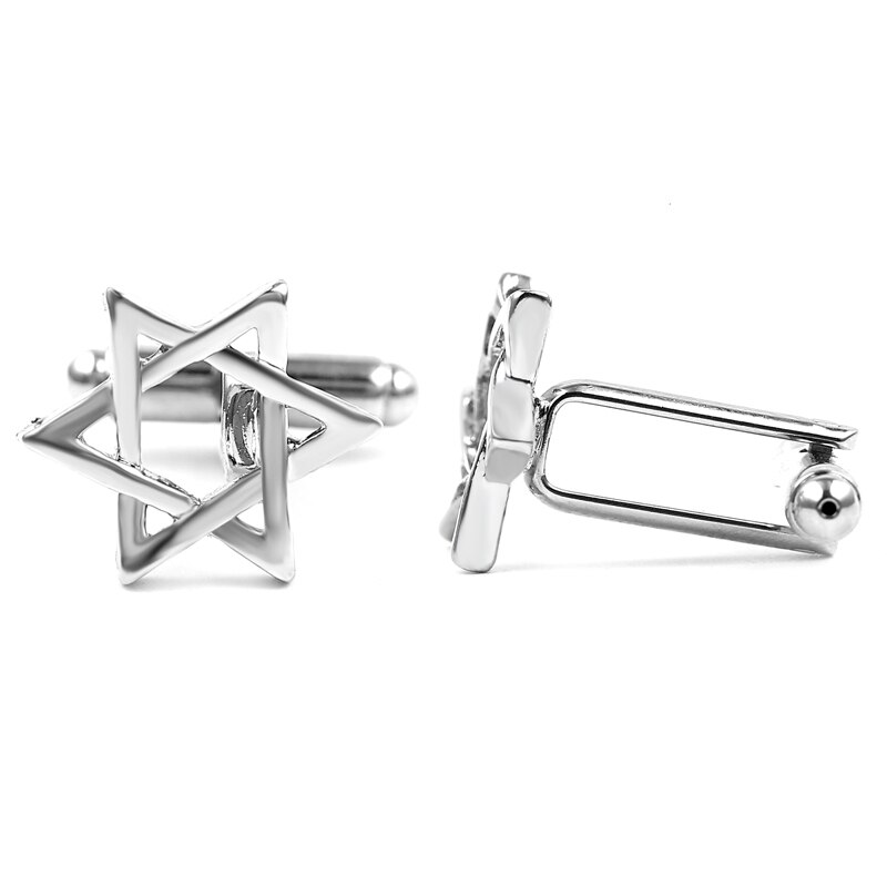 Gemelos circulares geométricos para hombre, estrella de David, estrella de joyería, gemelos de camisa para hombre,