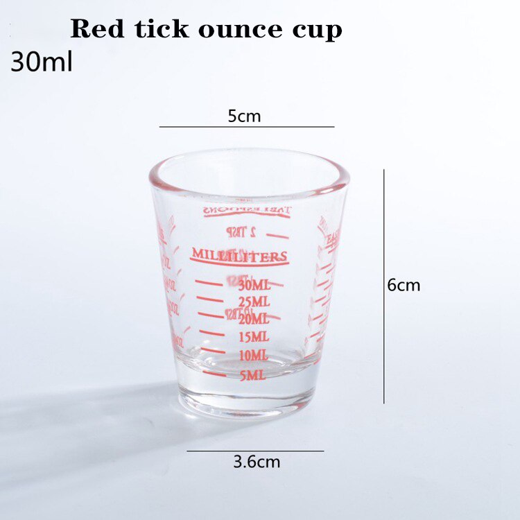 Verdikte Glas Jigger Onskop 30Ml/40Ml/60Ml Onskop Afgestudeerd Maatbeker Geconcentreerd Cup espresso Koffie Beker: Red 30ml