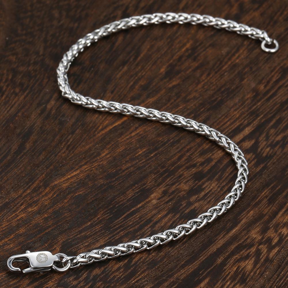 Men Women 3mm Bracelets Curb Cuban Rolo Box Wheat Link Chain Stainless Steel Bracelet Jewelry 8inch DKBM01A