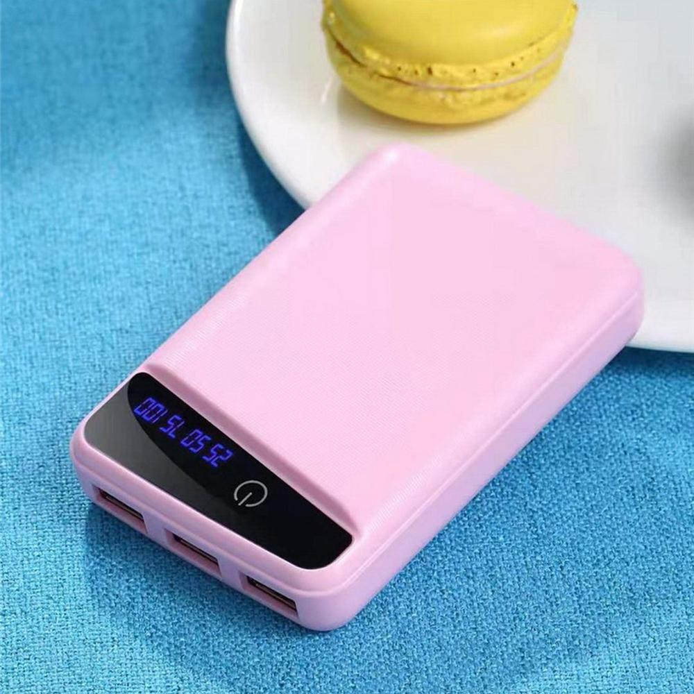 5V 1A 7X18650 DIY Power Bank Case 3USB Battery Shell Box Case DIY KIT Digital LCD Display Shell Battery Charger Box Case: Pink