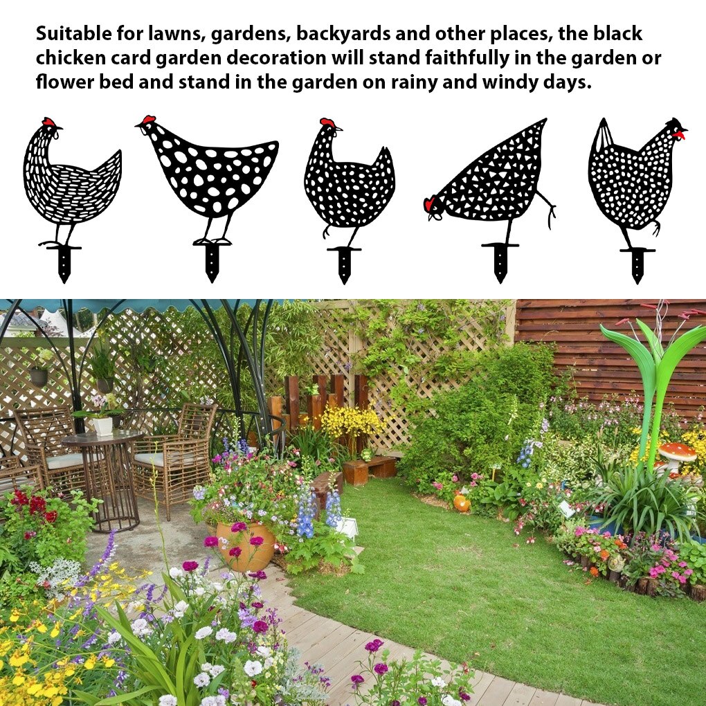 Estaca de acrílico hueca en forma de gallina, adorno decorativo, tarjeta impermeable, decoración de césped y jardín