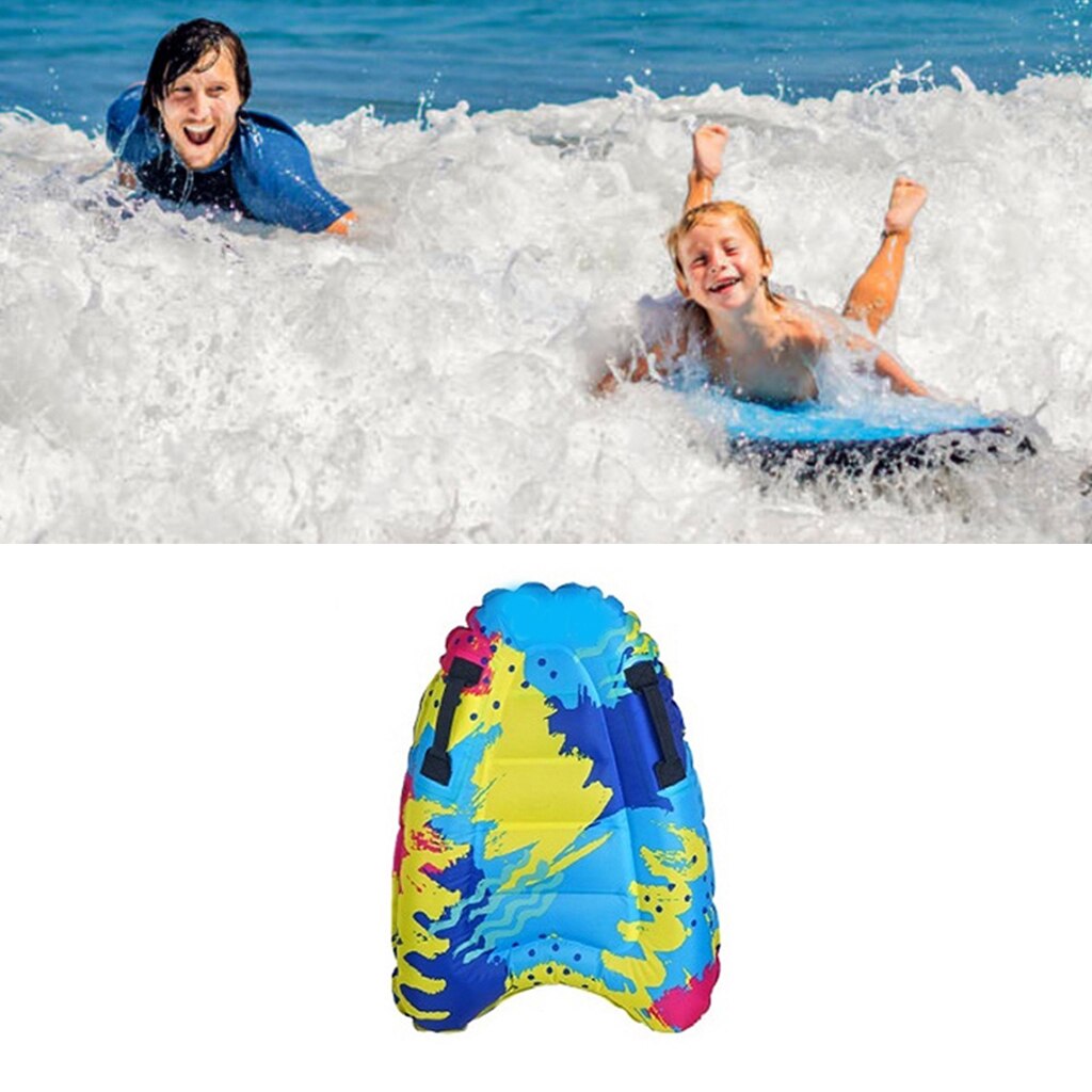 Inflatable Kickboards Surf Body Board 60x80cm w/ Handle Swimming Floating Mat Mini Surfboards for Unisex Children Kids