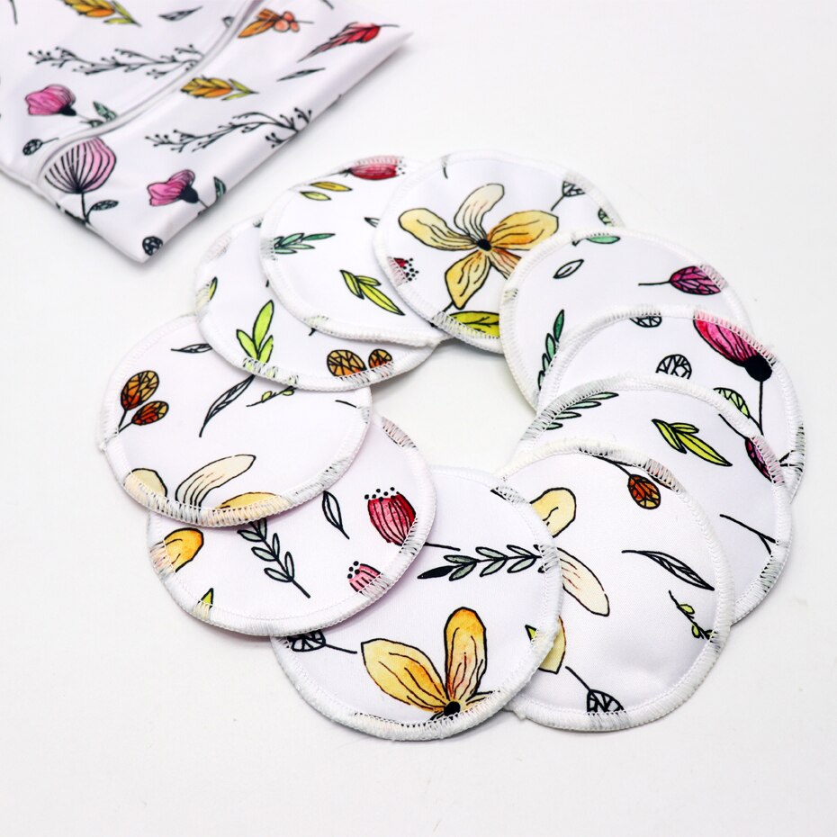 10Pcs Zoogcompressen Waterdicht Borstvoeding Zwangere Vrouwen Make Pad Bamboe Verpleging Pad Voor Mum Wasbare Met Natte Zak Herbruikbare