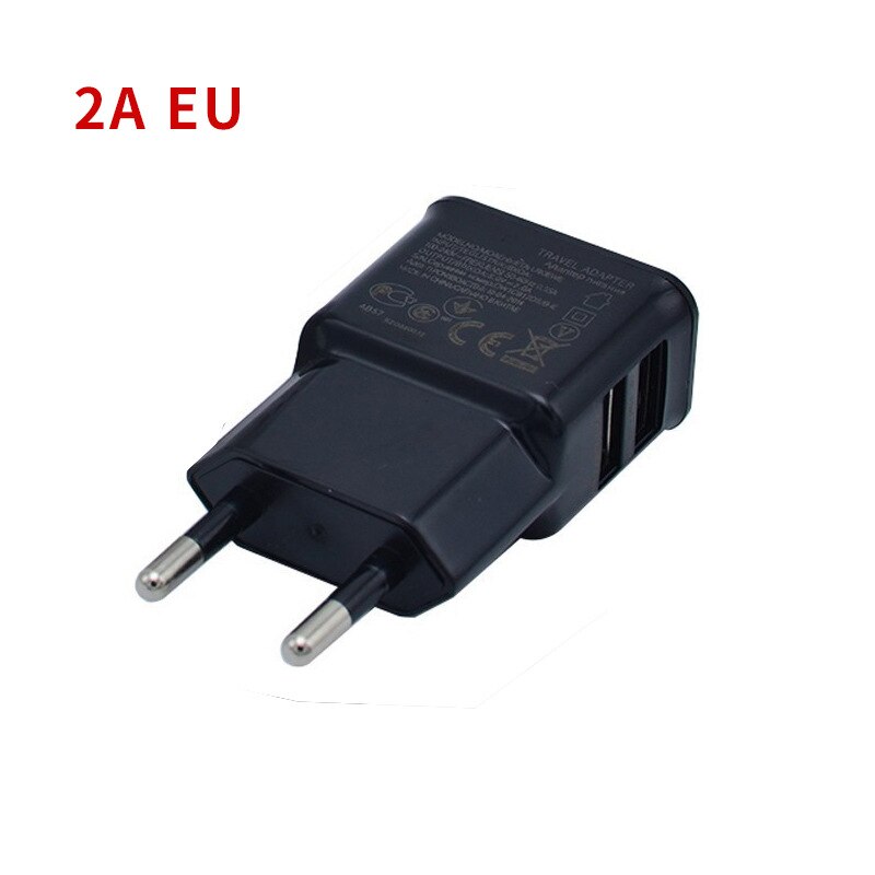 Cross-Border 1A 2A 2usb Mobile Phone Charger Android Smart Travel Charger European and American Regulations Charging P: 2A EU Black