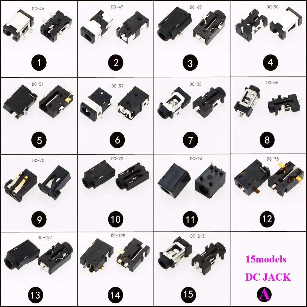 15 modellen x 1 = 15 stks Gemeenschappelijke Tablet DC Power Jack Socket Opladen Connector voor Lenovo/Onda /ALLDOCUBE/Chuwi/Voyo/Newman/....