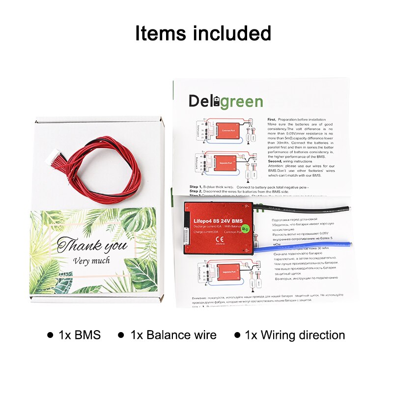 Deligreen 10S 36V 20A 30A 40A 50A 60A PCM/PCB/BMS for 3.7V lithium battery pack 18650 Lithion LiNCM Li-Polymer Scooter