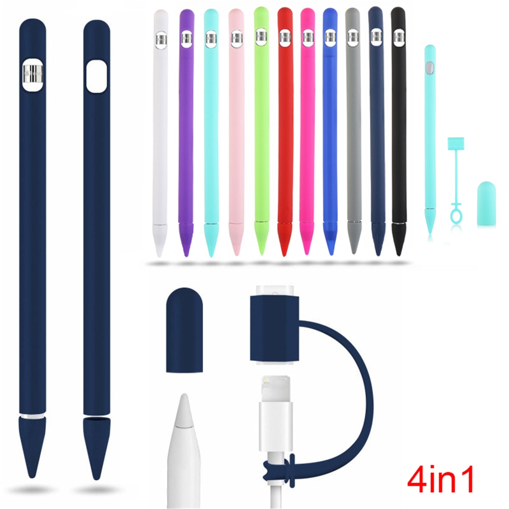 1 Pcs Soft Pen Silicone Case Nib Cover Sleeve Wrap Tip Holder Connector Strap For Apple Pencil iPad Pro Candy Color Non Slip