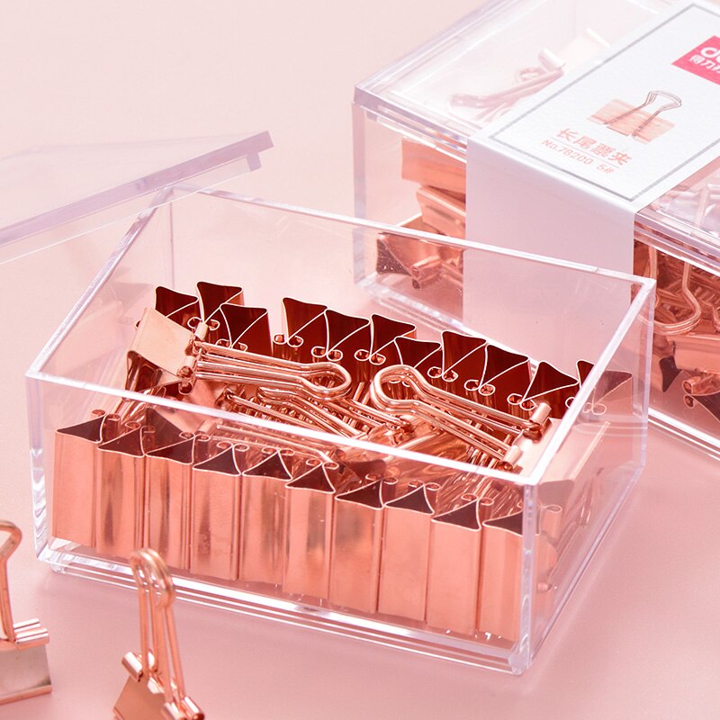1 Pack Rose Gold Office Combination Push Pin Paper Clip Ticket Holder Desktop Gadget Metal Multi-Function Clip Deli 78551
