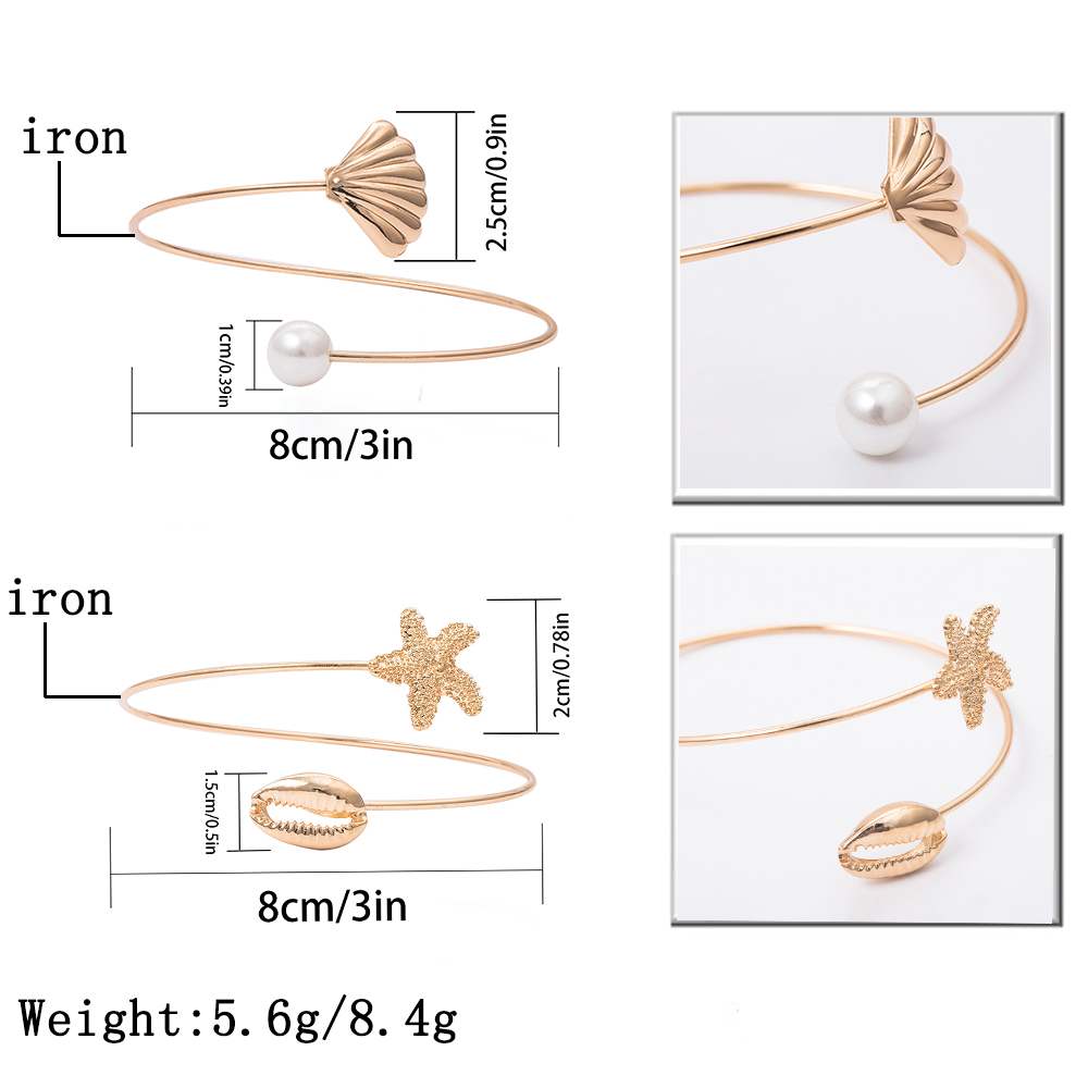 IngeSight. Z Böhmischen Legierung Hülse Jakobsmuschel Seestern Öffnen Manschette Arm Armreif Charme Simulierte Perle Armbänder Armreifen für Frauen Schmuck