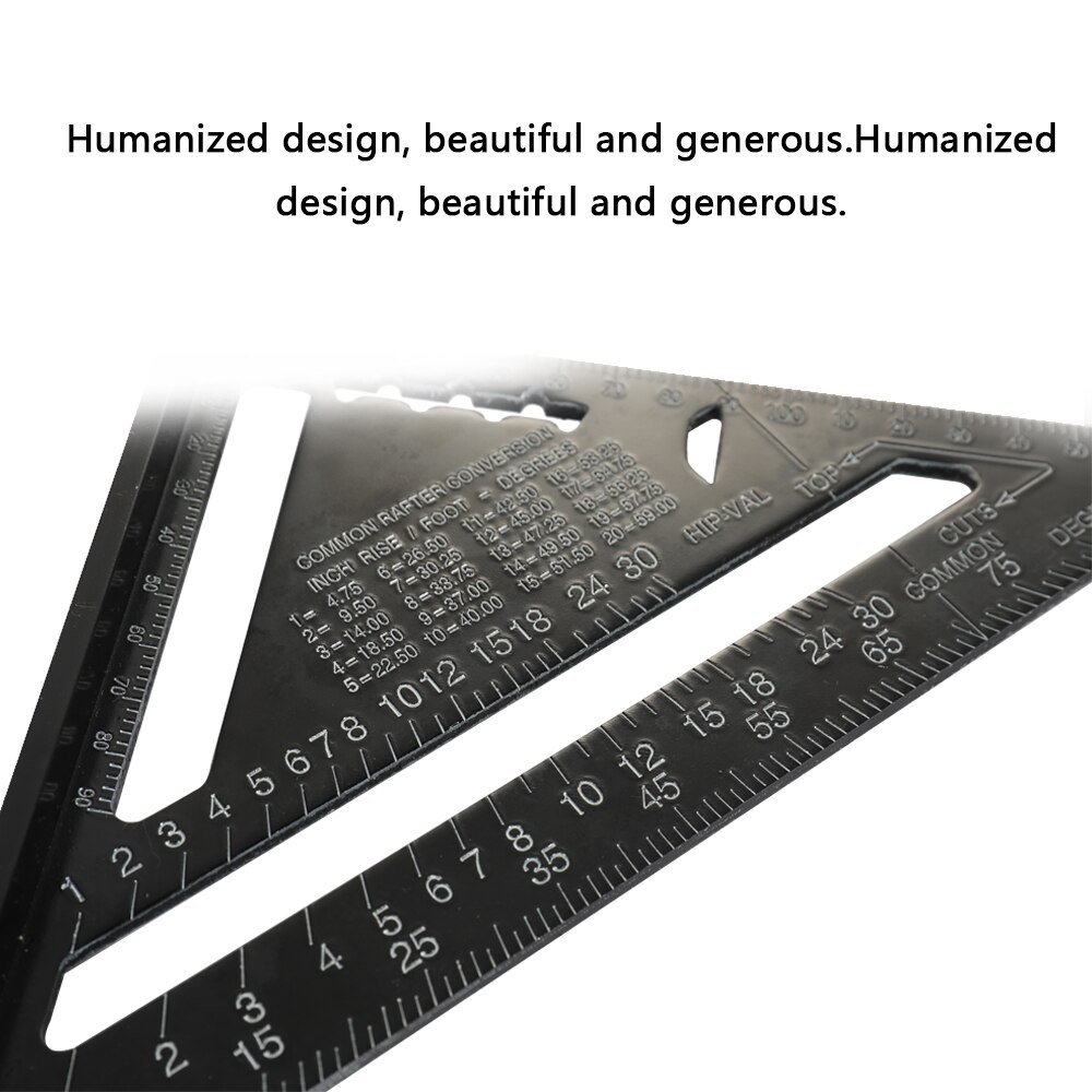 Triangle Rulers Aluminum Alloy 90 degrees 45 degrees Set Square 7in Black Metric Square Ruler