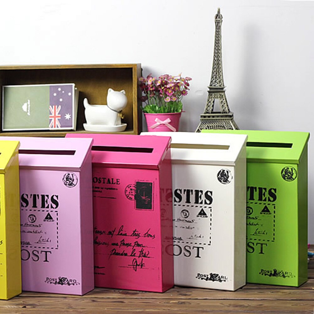 Post Box Mailbox Home Wall Decoration Ornament Photo Prop(Beige White)