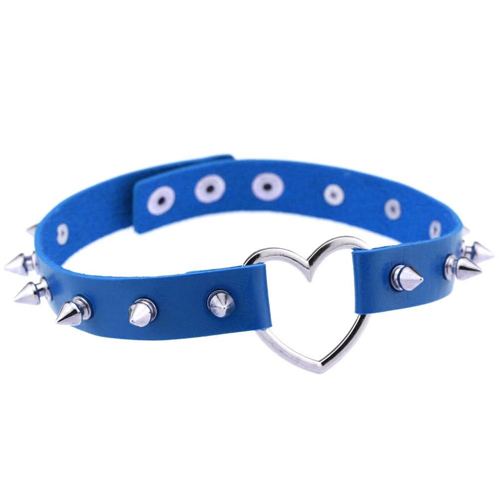 Gargantilla de corazón con pinchos para mujer, Gargantilla gótica cuello tachonado punk para mujer y niña, joyería gótica negra para mujer, accesorios: dark blue