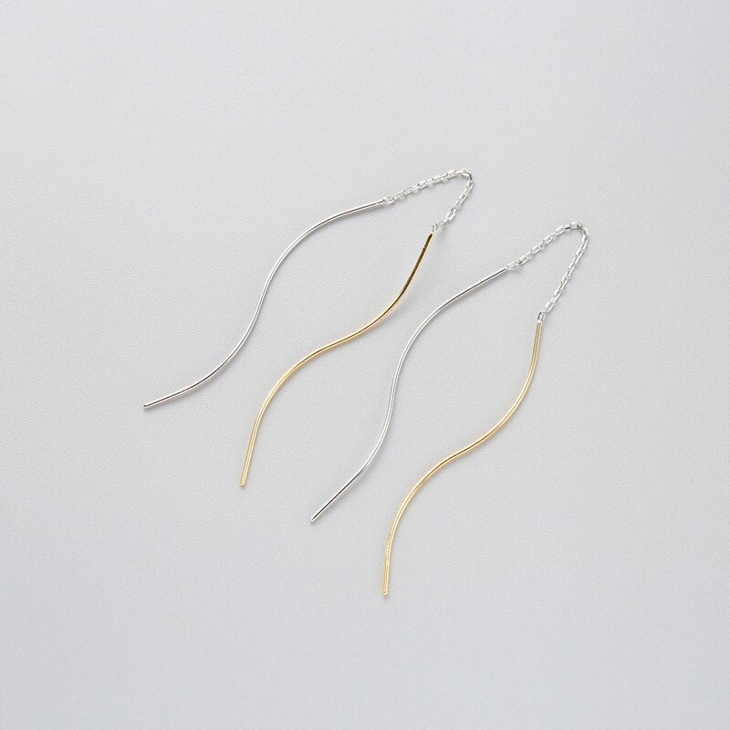 INZATT, Plata de Ley 925 auténtica minimalistas, aretes de gota a la trenzados, Pin Anti-alergia, accesorios de joyería para mujeres, para amantes: GOLD SILVER