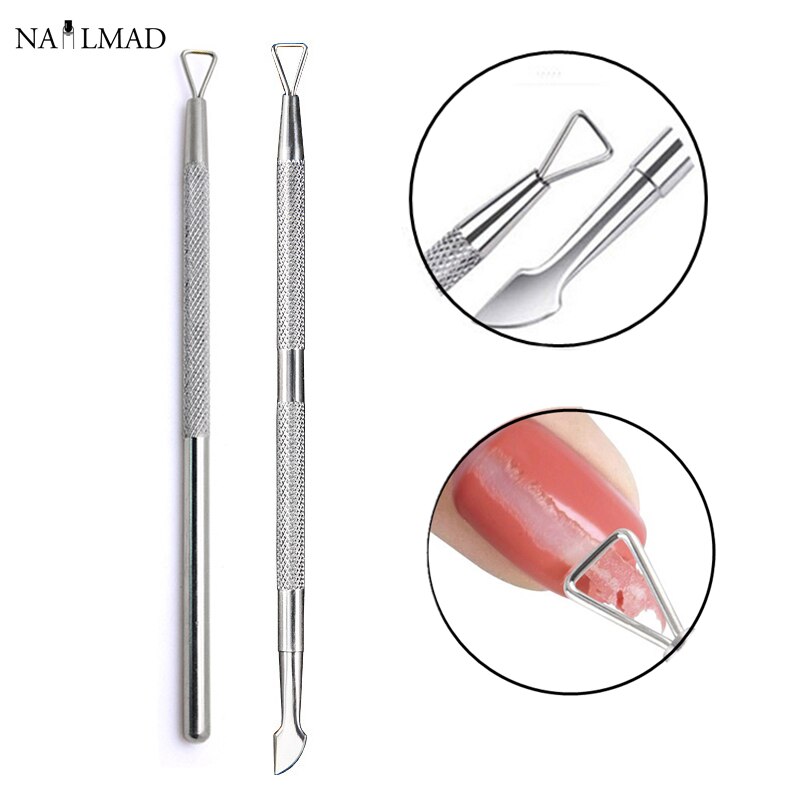 1 pc Nail Gel Polish Remover Tool Rvs Stick Staaf Cuticle Pusher Lak Cleaner Nail Art Care Tool