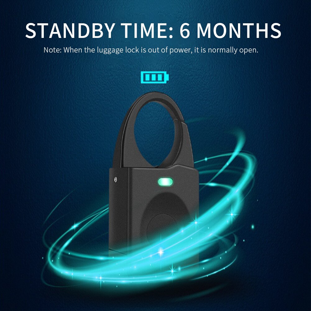 Digital Portable Small Gym Water Resistant Bag Backpack Keyless Fingerprint Padlock For Luggage School USB Rechargeable Suitcase