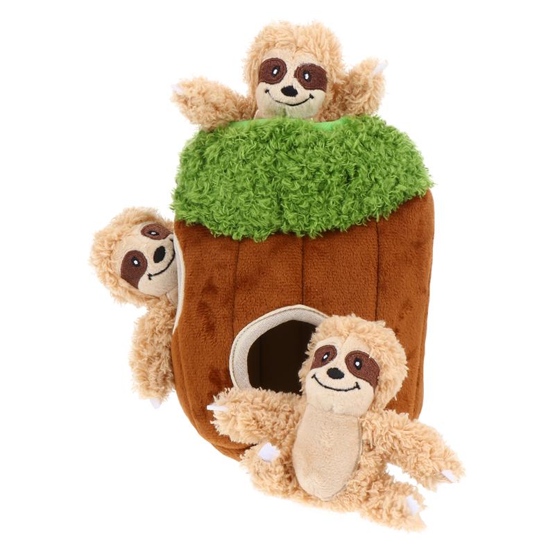 4Pcs Dog Squeaky Plush Toy Tree Trunk Squeaky Plush Toy Pet Chewing Plaything Hide And Seek Activity Game Toys For Dogs Cats