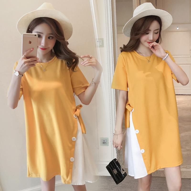 Button Summer Dress for Pregnant Women Maternity Bandage Dresses Women A Word Maxi Comfy Pregnancy Dress for Photo Shoot