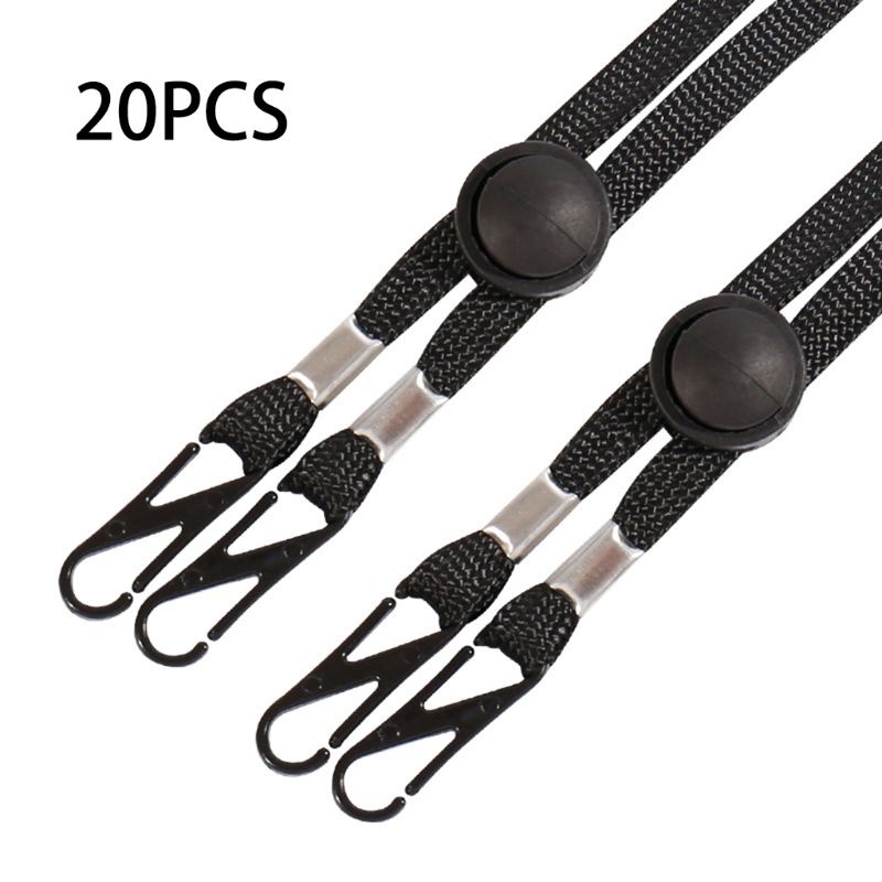 Porte-masque de sécurité à lanière, 20 pièces, longueur réglable, pratique, nouveauté: Black