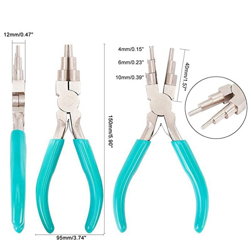 Absf 6 In 1 Bail Maken Tang Draad Looping Forming Tangen Met Antislip Grip Handvat Voor 3Mm tot 9.5Mm Loops En Jump Ringen