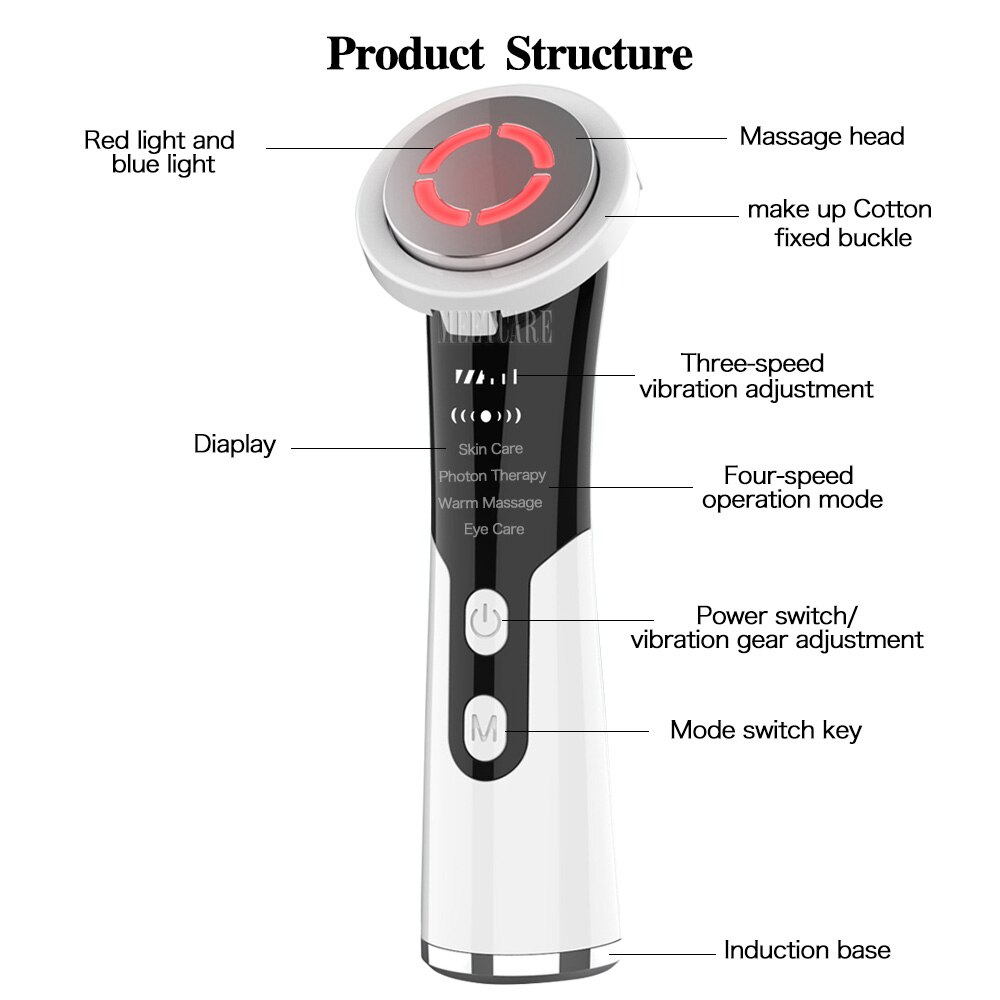 Red Light Therapy LED Photon 4in 1 Face Massage Facial Eye Care Deep Cleaning Face Lifting Skin Rejuvenation Beauty Dervice