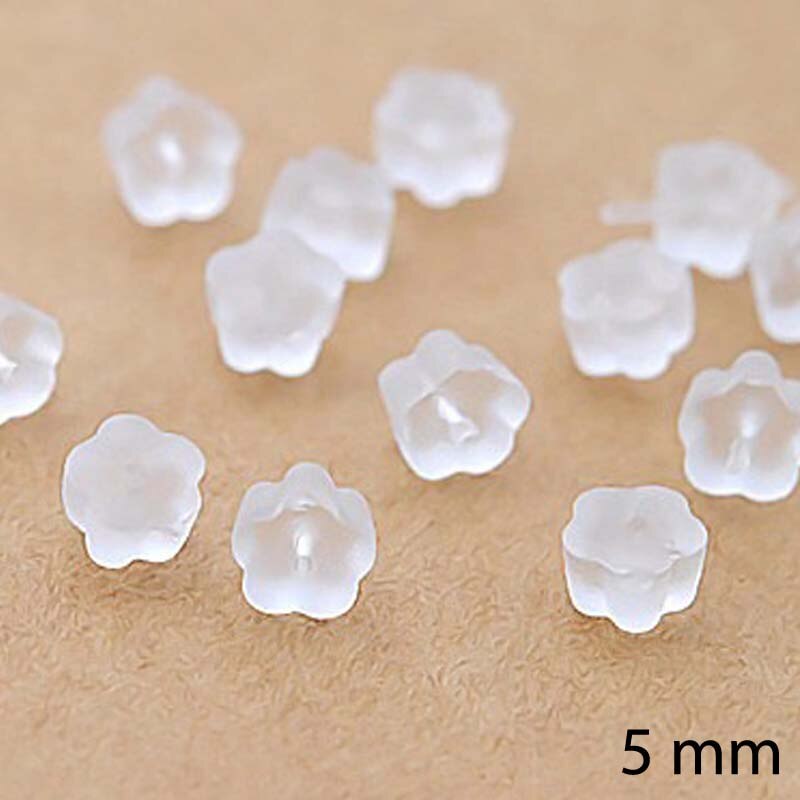 5mm 100 pièces grand Silicone caoutchouc plastique boucle d'oreille bouchon dos de sécurité fleur bouchons d'oreille bijoux résultats composants