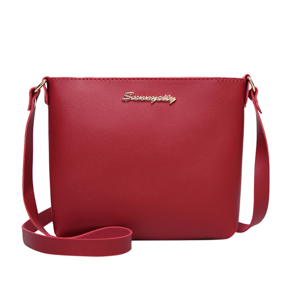 Vrouwen Brief Messenger Bag Eenvoudige Zwart Lederen Crossbody Tassen Gehuld Vormige Kleine Messenger Schoudertassen Bag # Yj: Red