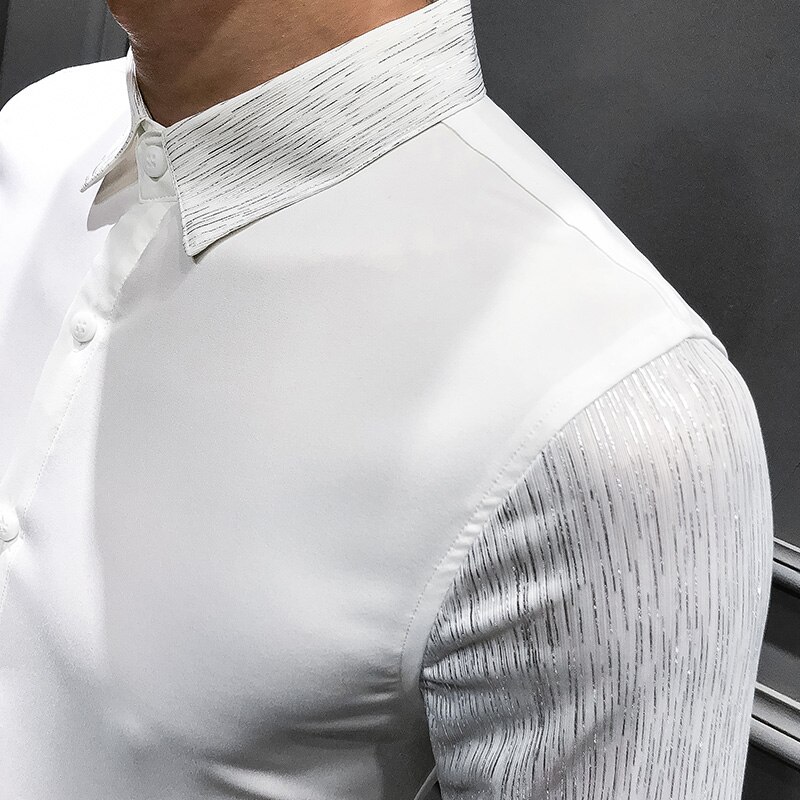 frühjahr Neue Shirt kleid alle spiel männer hemd langarm Patchwork solide herren Hemden lässig schlank passen prom Rauchen
