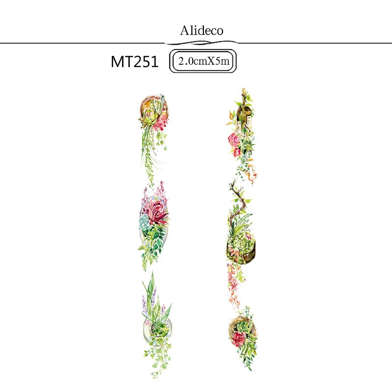 1 stk /1 mye washi maskeringstape havfrueblomst dekorativt selvklebende scrapbooking-papir japanske klistremerker 5m: 251 penjing