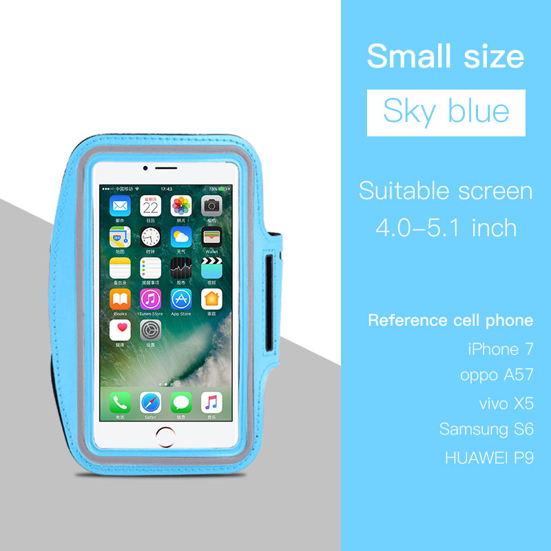 Funda deportiva brazalete resistente al agua 4,0 inch 6,5 pulgadas para teléfono móvil para iPhone 7 8 Plus Samsung Xiaomi carcasas de teléfono Huawei: Small Sky Blue