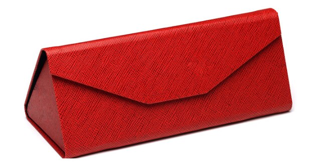 Opvouwbare Zonnebril Geval Vrouwen Spektakel Geval Leesbril Doos Eyewear Driehoek Container Beschermende Covers Zwart Lederen: c7 red