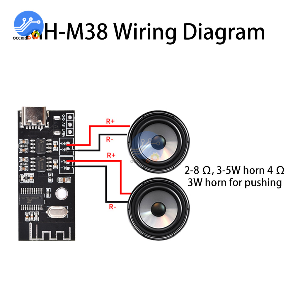 MH-MX38 Drahtloses Bluetooth-Audiomodul 5 V Mikro USB Typ-C Stereo-Audio- 5 W + 5 W Verstärker MP3 Verlustfreie Decoder-Empfängerplatine