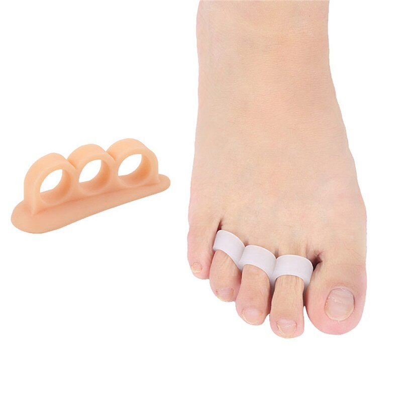 2 stk silikone gel fodfingre tre huls tåseparator fodbeskytter knystjustering hallux valgus beskyttelse fodpleje